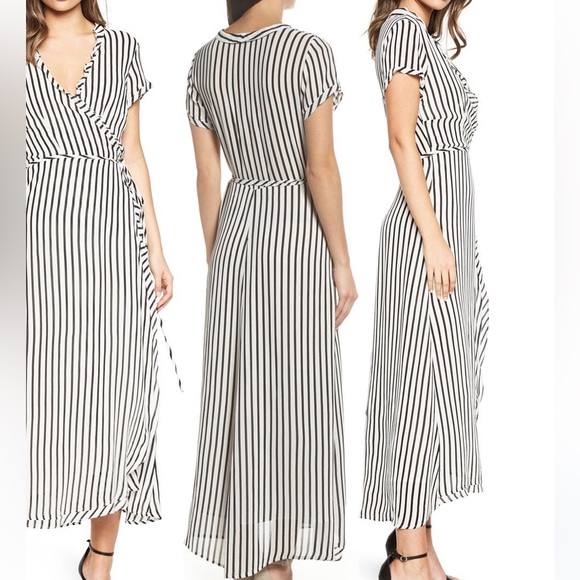 Bardot Adie Stripe Midi Wrap Dress - Picture 2 of 8